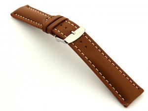 Padded Genuine Leather Watch Strap SAHARA Brown/White 22mm