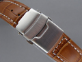 Leather Watch Strap CROCO Deployment Clasp Brown / White 24mm