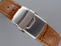 Leather Watch Strap CROCO Deployment Clasp Brown / Brown 20mm
