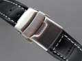 Leather Watch Strap CROCO Deployment Clasp Black / White 18mm