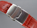 Leather Watch Strap CROCO Deployment Clasp Red 20mm