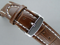 Leather Watch Strap CROCO Dark Brown / White 22mm