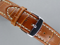 Leather Watch Strap CROCO Brown / White 18mm