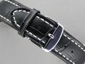 Leather Watch Strap CROCO Black / White 18mm