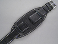 Leather Watch Strap MONTE Black 22mm