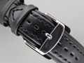 Leather MILITARY Watch Strap with screw Black 22mm