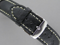 Genuine OSTRICH Skin Watch Strap Black 24mm