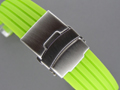 Silicone Waterproof Watch Strap Deployment Clasp Green 18mm