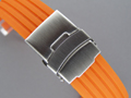 Silicone Waterproof Watch Strap Deployment Clasp Orange 22mm