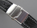 Genuine SHARK Skin Watch Strap Deployment Clasp Black 18mm