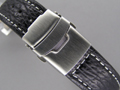 Genuine SHARK Skin Watch Strap Deployment Clasp Black 22mm