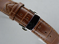 Leather Watch Strap CROCO Butterfly Clasp Dark Brown / Brown 18mm
