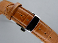 Leather Watch Strap CROCO Butterfly Clasp Brown / Brown 24mm