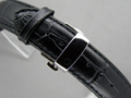 Leather Watch Strap CROCO Butterfly Clasp Black / Black 18mm