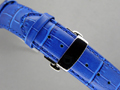 Leather Watch Strap CROCO Butterfly Clasp Blue / Blue 18mm