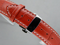 Leather Watch Strap CROCO Butterfly Clasp Red / White 22mm