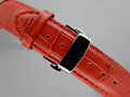 Leather Watch Strap CROCO Butterfly Clasp Red / Red 22mm