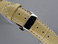 Leather Watch Strap CROCO Butterfly Clasp Ivory 24mm