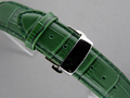 Leather Watch Strap CROCO Butterfly Clasp Green 24mm