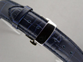 Leather Watch Strap CROCO Butterfly Clasp Navy Blue 18mm