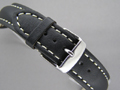 Leather Watch Strap CANYON Black / White 22mm