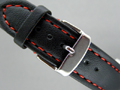 Leather Watch Strap CANYON Black / Red 22mm