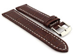 Leather Watch Strap CROCO RM Dark Brown/White 26mm
