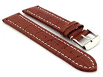 Leather Watch Strap CROCO RM Brown/White 28mm