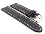 Leather Watch Strap CROCO RM Navy Blue/White 24mm