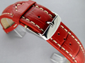Leather Watch Strap CROCO VIP Red 20mm