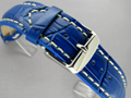 Leather Watch Strap CROCO VIP Blue 20mm