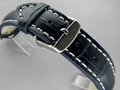 Leather Watch Strap CROCO VIP Navy Blue 20mm