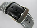 Leather Watch Strap CROCO E "Cut Ends" Black/White 20mm