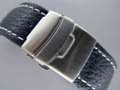 Leather Watch Strap Freiburg Deployment Clasp Blue/White 26mm