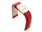 Genuine Leather Watch Strap Freiburg Deployment Clasp Red / Red 22mm