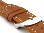 Padded Watch Strap Genuine Leather FREIBURG VIP Brown/White 18mm