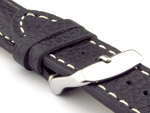 Padded Watch Strap Genuine Leather FREIBURG VIP Black/White 20mm