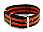 NATO G10 Watch Strap Military Nylon Divers (3 rings) Black/Orange 22mm