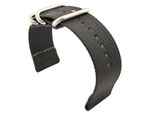TWO-PIECE NATO Strong Nylon Watch Strap Divers Brushed Rings Black 24mm