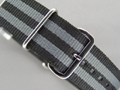 Military Nylon Watch Strap NATO G10 Black / Grey 22mm