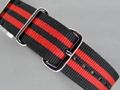 Military Nylon Watch Strap NATO G10 Black / Red 24mm