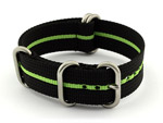 24mm Black/Green - Nylon Watch Strap/Band Strong Heavy Duty (4/5 rings) Military