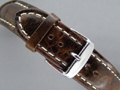Leather Watch Strap ODEON Dark Brown / White 20mm