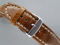 Leather Watch Strap ODEON Brown / White 20mm
