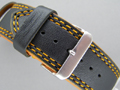 Leather Watch Strap ORION Black / Orange 26mm
