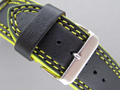 Leather Watch Strap ORION Black / Yellow 28mm