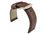 Genuine Leather Watch Strap CROCO PAN Dark Brown/Brown 24mm
