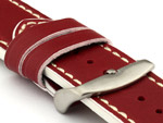 Genuine Leather Watch Band PORTO Red/White 24mm