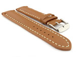 Padded Genuine Leather Watch Strap SAHARA Brown/White 18mm