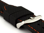 22mm Black/Orange - Silicon Watch Strap / Band with Thread, Waterproof